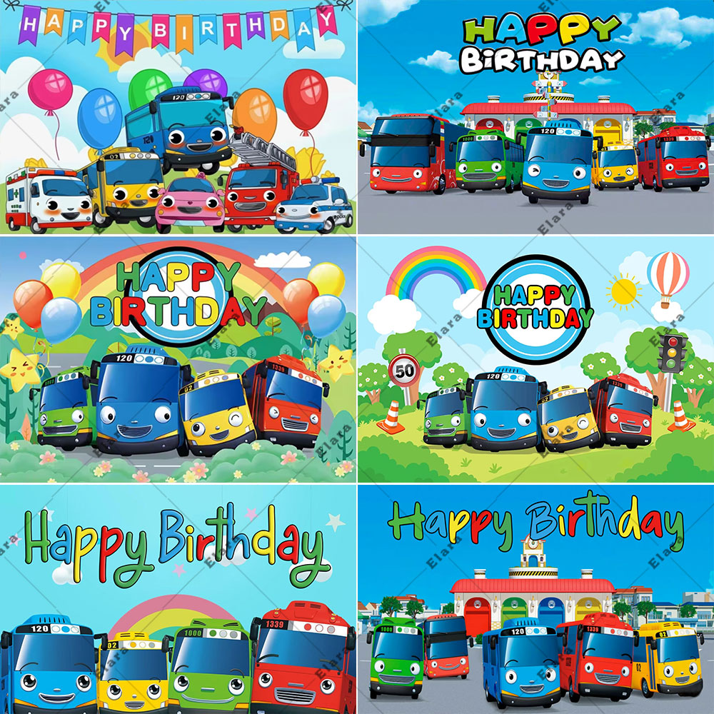 Kids Education Banner - การ์ตูนอะนิเมะรถบัสเล็กๆเด็ก 1st Happy Birthday Party Supplies