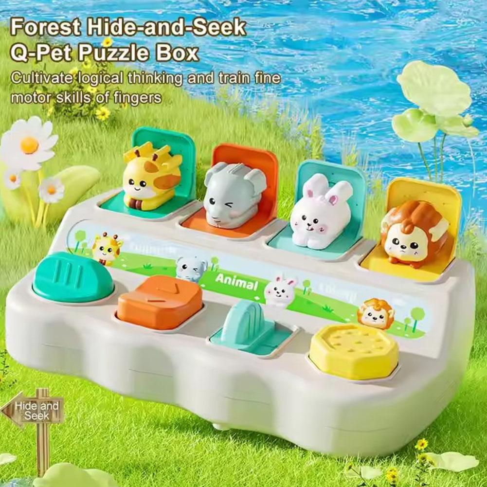 Kids Educational Box - ของเล่นสัตว์แบบป๊อปอัพและกล่องการเรียนรู้แบบมอนเตสซอรี่ - เสริมสร้างทักษะด้านตรรกะและทักษะการเคลื่อนไหว สำหรับเป็นของขวัญวันเกิดเด็ก