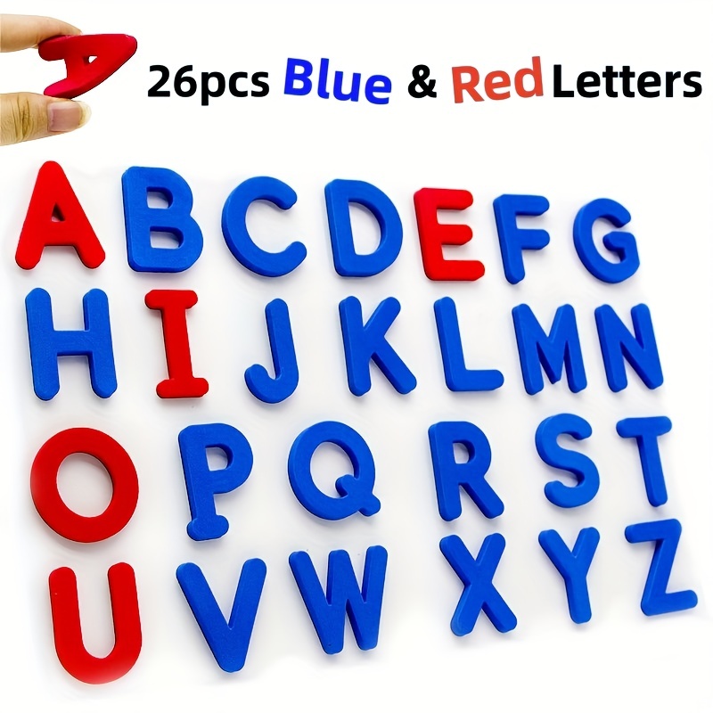 Kids Educational - Alphabet Numbers & More - Red & Blue ตัวอักษรภาษาอังกฤษสติกเกอร์แม่เหล็กหมายเลขตู้เย็นสติกเกอร์แม่เหล็กตัวอักษรสะกดของเล่นเพื่อการศึกษาเด็ก