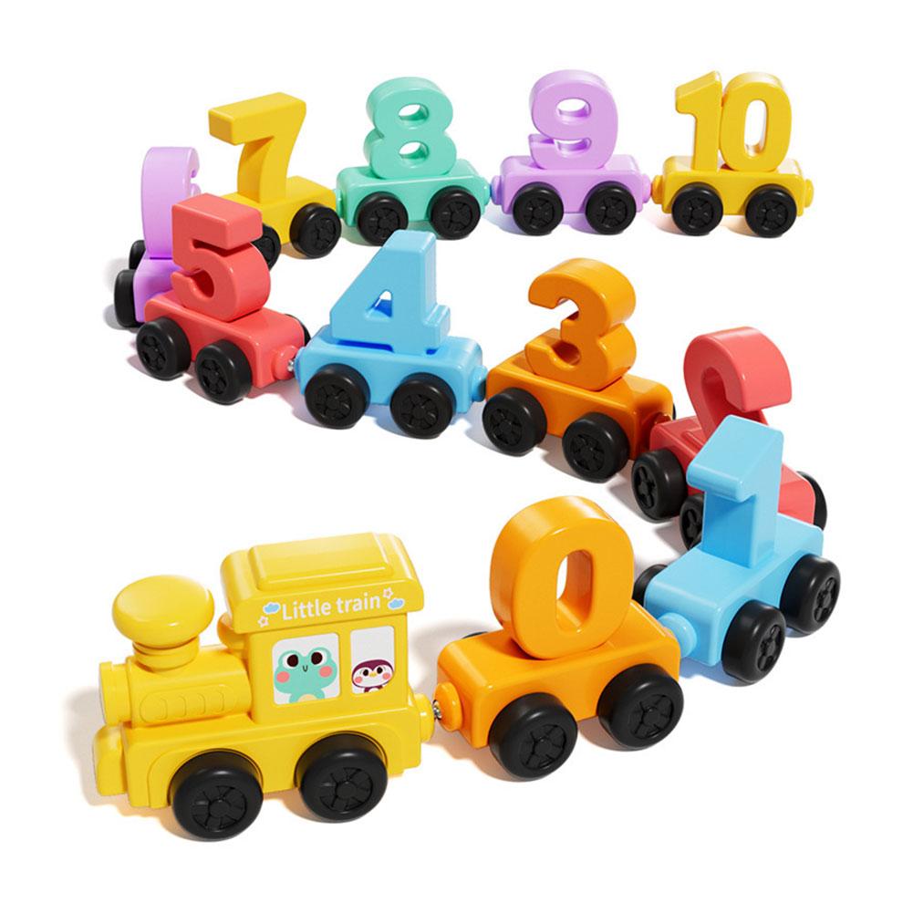 Kids Home Education - ชุดรถไฟของเล่นไม้เสริมพัฒนาการแบบมอนเตสซอรี่ ของเล่นรถไฟแม่เหล็กตัวเลข ชุดเรียนรู้พัฒนาการทางปัญญาสำหรับเด็กเล็ก