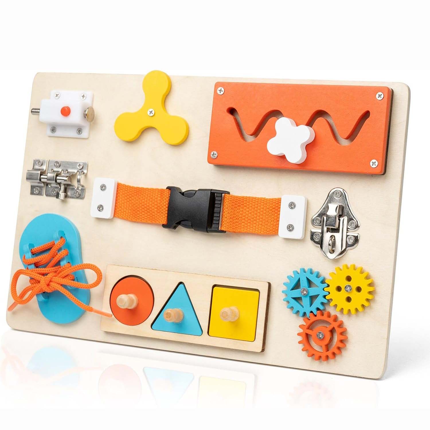Kids Educational Box - กระดานมอนเตสซอรี่สำหรับเด็กเล็ก กระดานกิจกรรมไม้เสริมพัฒนาการด้านทักษะการเคลื่อนไหว ฝึกทักษะการเรียนรู้สำหรับเด็ก ของเล่นเสริมพัฒนาการสำหรับเดินทาง