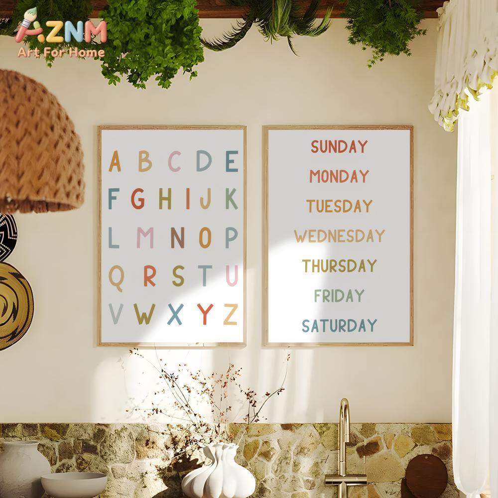 AZNM ศิลปะบนผืนผ้าใบแบบไม่มีกร - Kids Educational - Alphabet Numbers & More บทวิจารณ์และราคา
