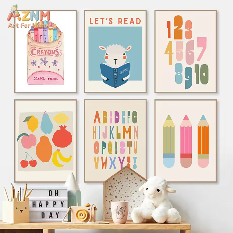 ภาพพิมพ์ผ้าแคนวาสสำหรับการเรีย - Kids Educational - Alphabet Numbers & More บทวิจารณ์และราคา