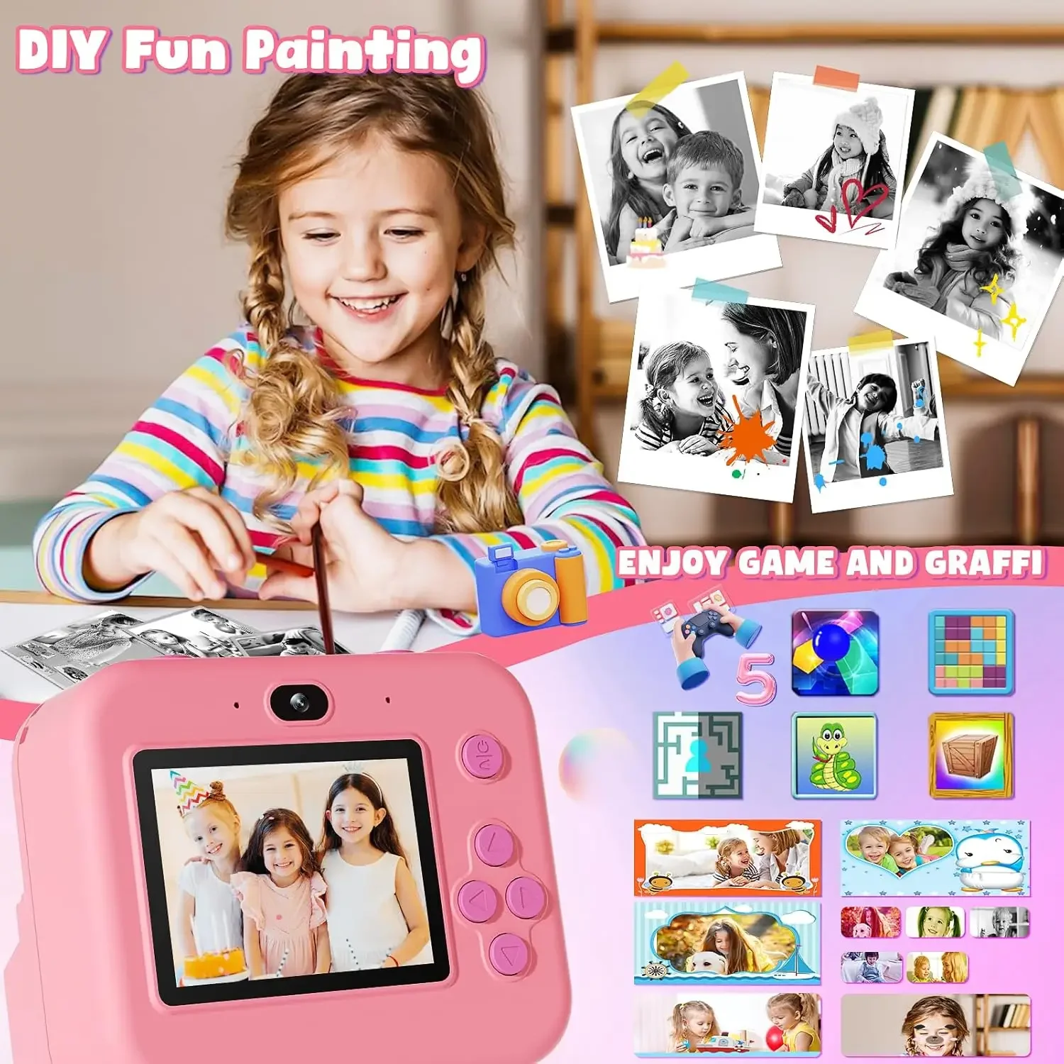 กล้องถ่ายภาพของเด็กดิจิตอลพิมพ - Kids Education Images บทวิจารณ์และราคา